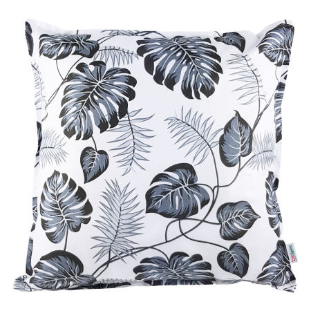 Biało-szaro-czarna poszewka na poduszkę w liście monstery