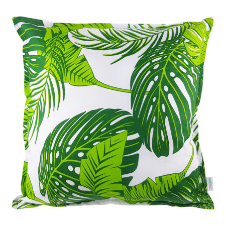 Botaniczna poszewka na poduszkę w liście monstery