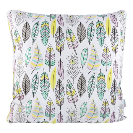 Boho poszewka na poduszkę z kolorowymi piórami, piórkami