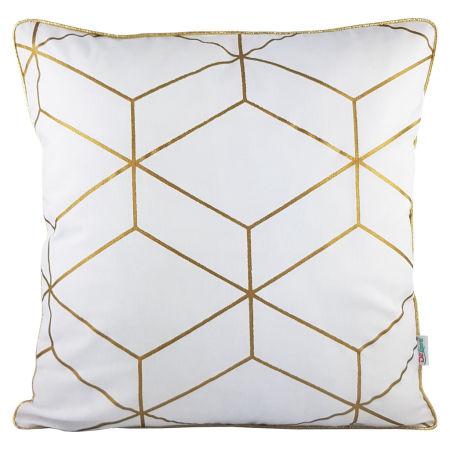 Jasna geometryczna poszewka złote linie na białym tle, styl glamour loftowy