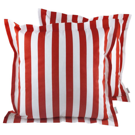 Poszewka ozdobna w białe i czerwone paski z obszyciem, marynarska