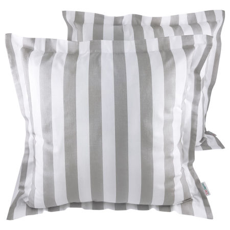 Elegancka poszewka w grube szare i białe pionowe pasy, ponadczasowy wzór