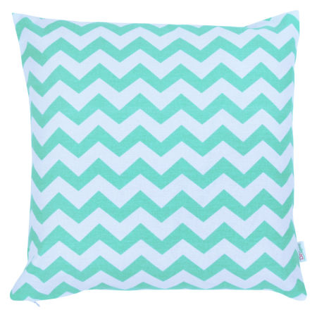 Poszewka na poduszkę w zygzaki biało-miętowa, dekoracyjna