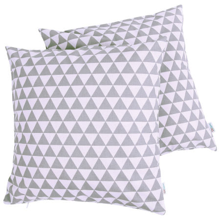Poszewka na poduszkę dekoracyjną w TRÓJKĄTY, biało-szara
