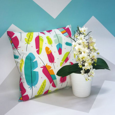 Poszewka na poduszkę dekoracyjną w kolorowe PIÓRKA