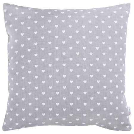 Szara poszewka na poduszkę w białe SERCA SERDUSZKA dekoracyjna