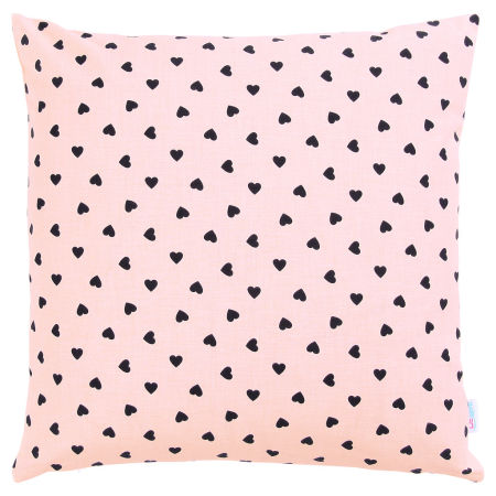Morelowa poszewka na poduszkę w czarne SERCA SERDUSZKA dekoracyjna