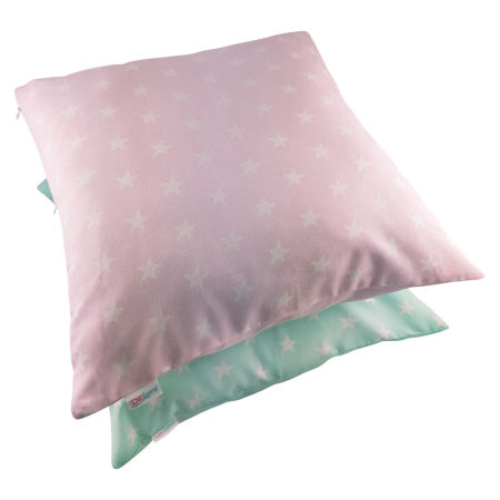 Różowa poszewka dekoracyjna w białe GWIAZDKI 2,2 cm na poduszkę