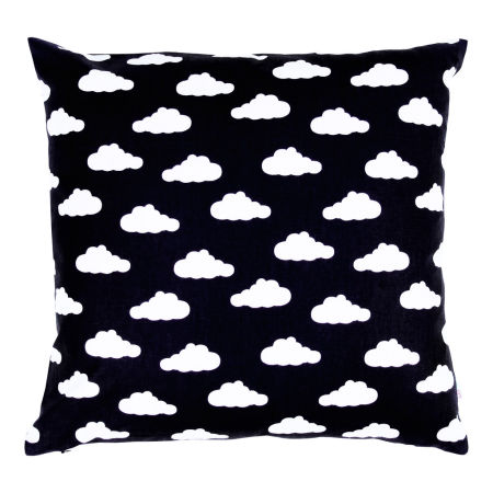 Czarna poszewka dekoracyjna na poduszkę w białe CHMURKI