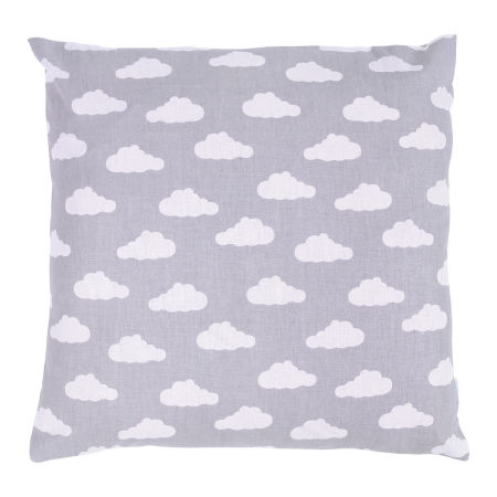 Szara poszewka na poduszkę dekoracyjna w białe CHMURKI