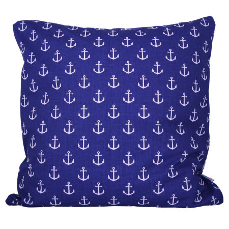 Granatowa poszewka dekoracyjna w kotwice, marynarska, marynistyczna