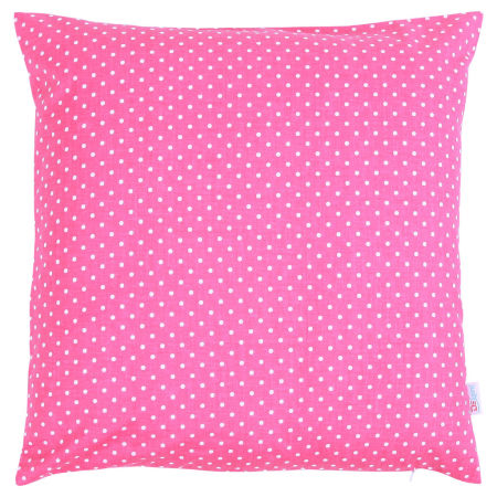 Poszewka w kropki, groszki 4 mm białe, różowa fuksja
