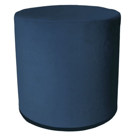Granatowy puf dekoracyjny okrągły walec welurowy miły w dotyku