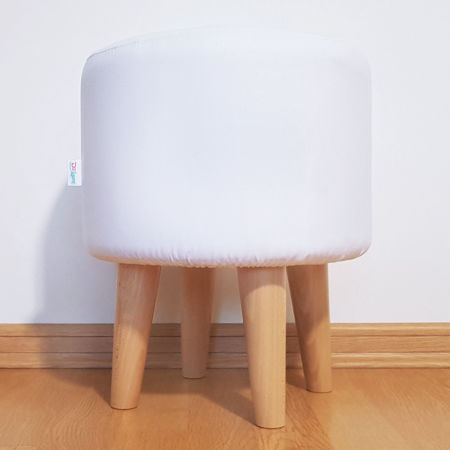 Ozdobny, loftowy, żółto-biały puf do siedzenia MAROKAŃSKA KONICZYNA