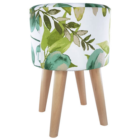 Dekoracyjny, botaniczny puf w akwarelowe, zielone liście w stylu jungle