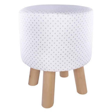 Delikatny, biały puf w urocze jasnoszare kropki, groszki 4mm