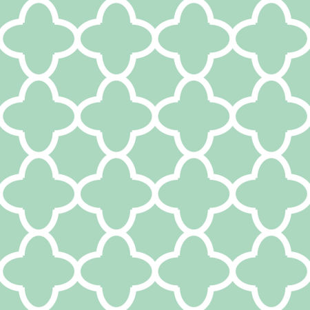 Miętowa tapeta w biały marokański orientalny wzór