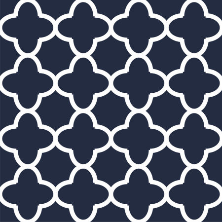 Granatowa tapeta na ścianę z białym wzorem w stylu marokańskim