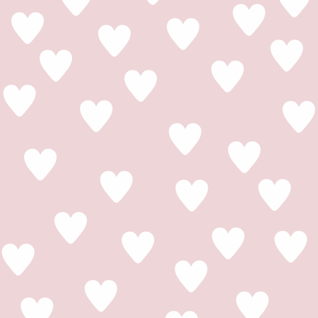 Tapeta pudrowy pastelowy róż w białe serca 10 cm