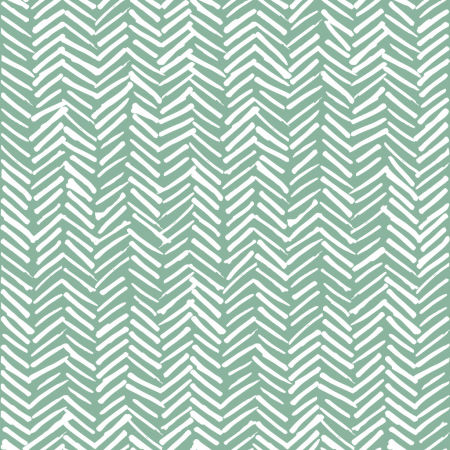 Zielona tapeta na ścianę w białe kreski, wzór jodełka, w stylu boho