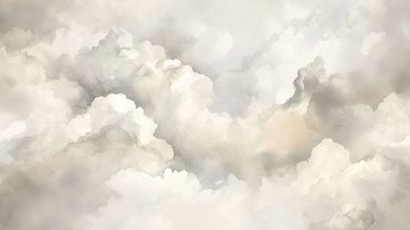 Fototapeta akwarelowa z chmurami, subtelne NIEBO w odcieniach szarości, beżu i kremu