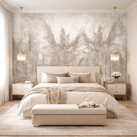 Fototapeta TRAWA PAMPASOWA beżowo-szara, styl boho, spokojna dekoracja ściany