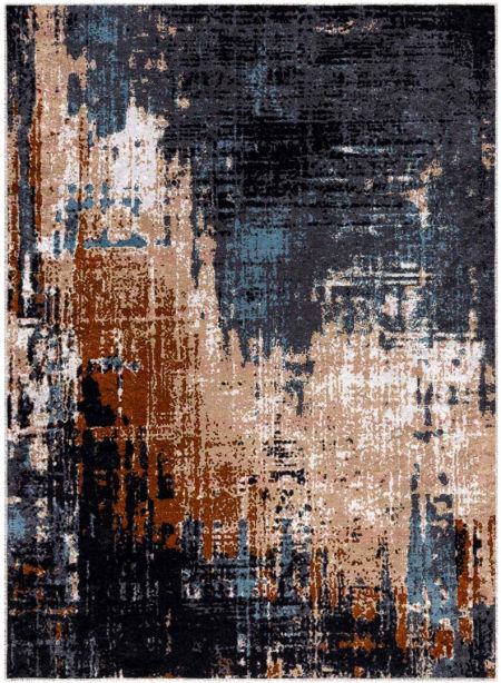 Granatowo-beżowy dywan abstrakcyjny, łatwy w czyszczeniu, antypoślizgowy - MIRO