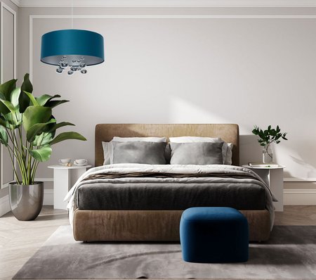 Granatowo-srebrna lampa wisząca, nowoczesna elegancja w stylu glamour, do salonu i biura - BUBBLE