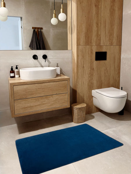 Granatowy dywan do salonu, miękki i pluszowy, możliwość prania w pralce - POSH Shaggy