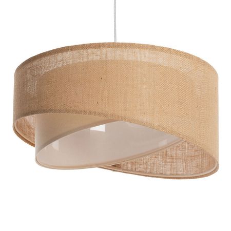 Jutowa lampa wisząca beżowo-kremowa boho, przytulna lampa do sypialni - ARIA