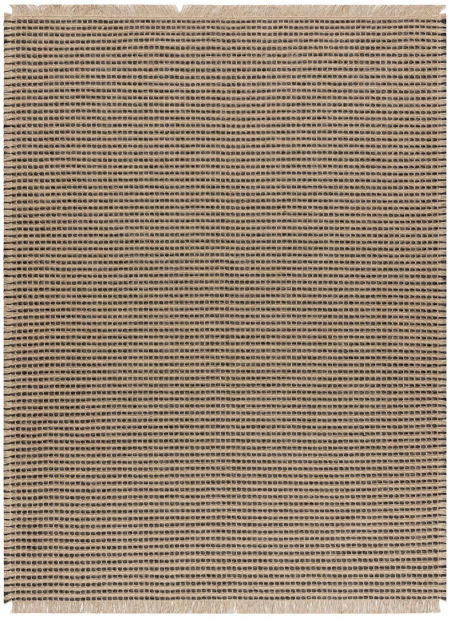 Jutowy dywan boho z frędzlami, beżowo-czarny w poziome pasy, płasko tkany - JUTE