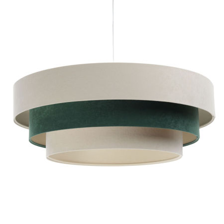 Kaskadowa kremowo-zielona lampa wisząca z weluru, nowoczesne oświetlenie do salonu - TRINITI