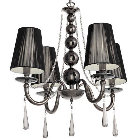 Klasyczny kryształowy żyrandol FABIONE W4 czarny na łańcuchu regulowany