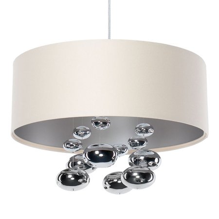 Kremowa lampa wisząca do salonu i sypialni, z satyny, elegancka glamour nad stół - BUBBLE