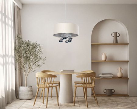 Kremowa lampa wisząca do salonu i sypialni, z satyny, elegancka glamour nad stół - BUBBLE