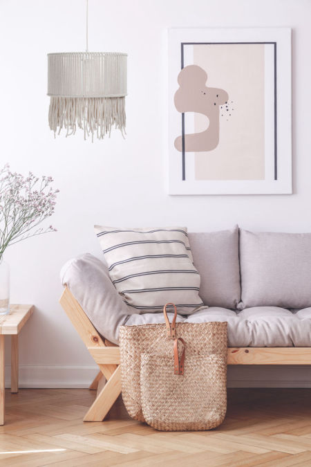 Kremowa lampa ze sznurka, ręcznie pleciona handmad, w stylu boho - DOVE