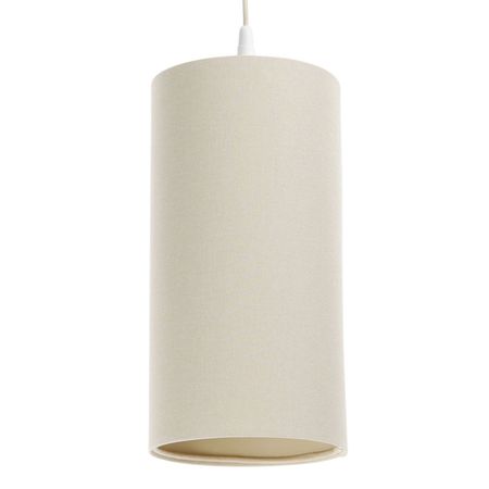 Kremowa lniana lampa wisząca tuba w stylu BOHO do sypialni i kuchni nad stół