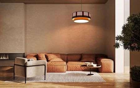 Kremowo-beżowa lampa sypialniana podwójny abażur boho do wnętrz - LAMI LINE