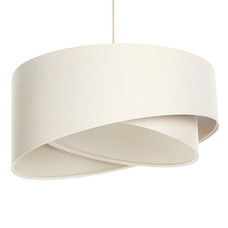 Kremowa lampa wisząca z walcowymi, asymetrycznymi abażurami z lnianej tkaniny BOHO