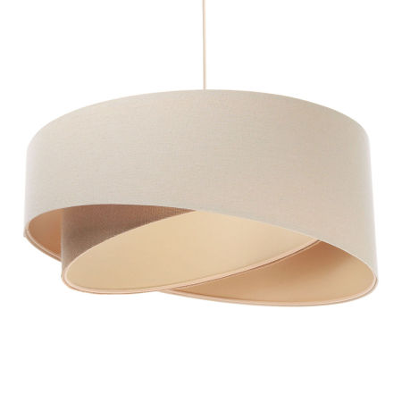 Kremowo-beżowa lampa wisząca z walcowymi abażurami z lnianej i jutowej tkaniny z beżowym wnętrzem BOHO