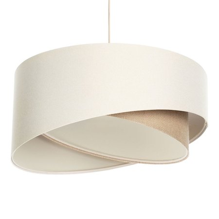 Kremowo-beżowa lampa wisząca z walcowymi abażurami z lnianej i jutowej tkaniny z beżowym wnętrzem BOHO