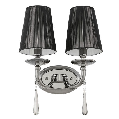 Kryształowy kinkiet czarny podwójny FABIONE W2 kryształowa nowoczesna lampa ścienna