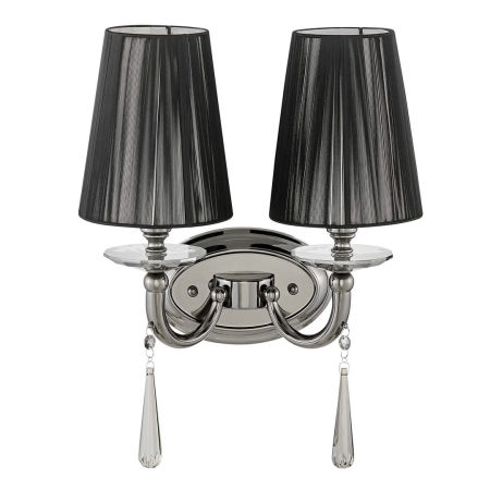 Kryształowy kinkiet czarny podwójny FABIONE W2 kryształowa nowoczesna lampa ścienna