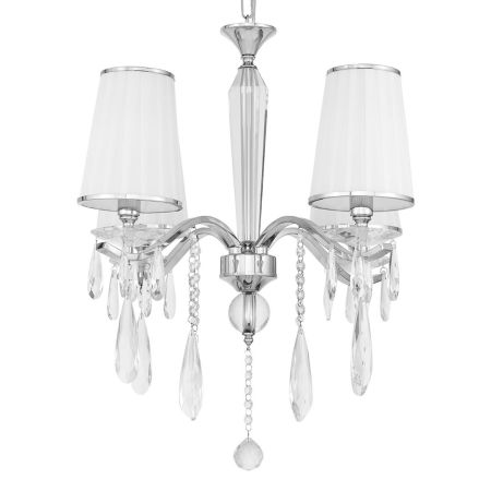 Kryształowy żyrandol ALESSIA W4 biały, na łańcuchu, chromowany klasyczny