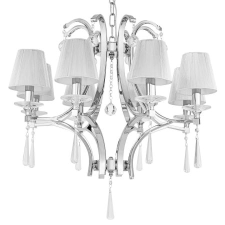 Kryształowy żyrandol wiszący srebrny abażur VENISIA W8 modny design