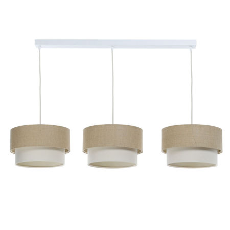 Lampa BOHO na listwie, podwójne abażury z tkaniny jutowej i lnianej, beżowo-kremowa