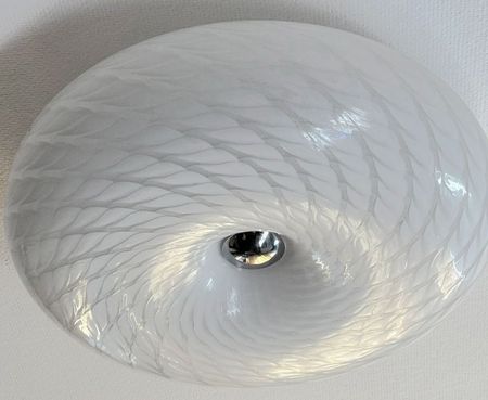 Plafon, lampa sufitowa EVIANTE biała, oprawa szklana, okrągła, we wzorki