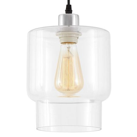 Lampa przezroczysta szklana chromowana, ciekawa lampa nad stół - MORO 1C