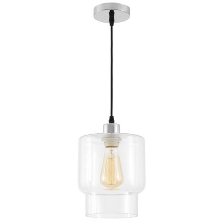 Lampa przezroczysta szklana chromowana, ciekawa lampa nad stół - MORO 1C