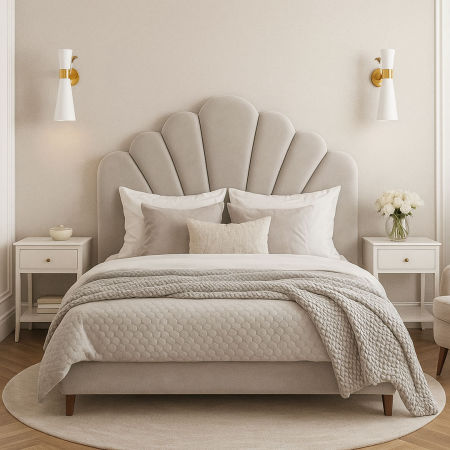 Lampa ścienna biało-mosiężna z wyłącznikiem, kinkiet na wysięgniku do sypialni - SENA W2